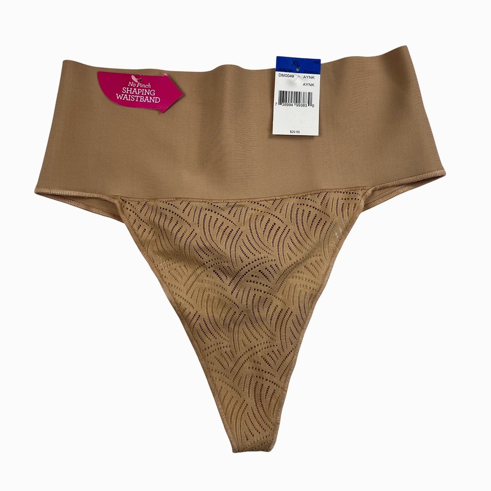 Maidenform No Pinch Shaping Waistband Thong Tan XL Womens NWT